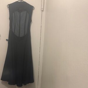 Elegant blue denim backless dress